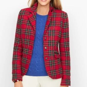 Talbot Plaid Holiday Blazer Wool Blend Red Green Blue Size 14